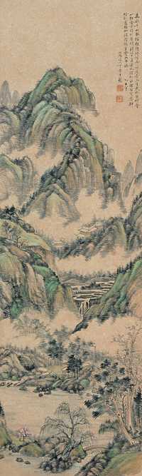 丁愚 1935年作 秋山佛寺 立轴